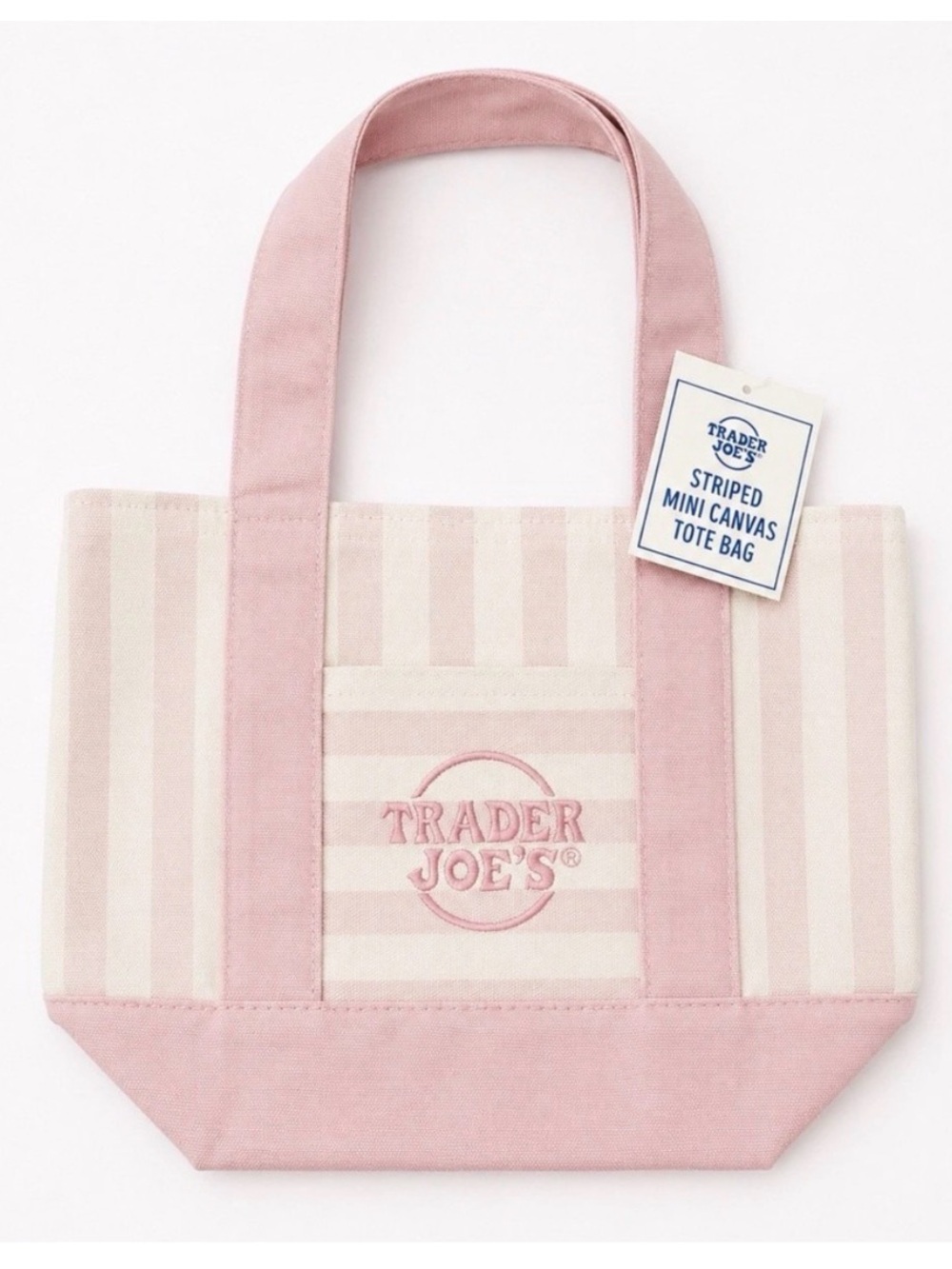 Trader Joe's Pink Striped Canvas Tote